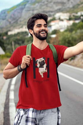 V Neck T-Shirt (Men) - Hang In There Pug (2 Colours)