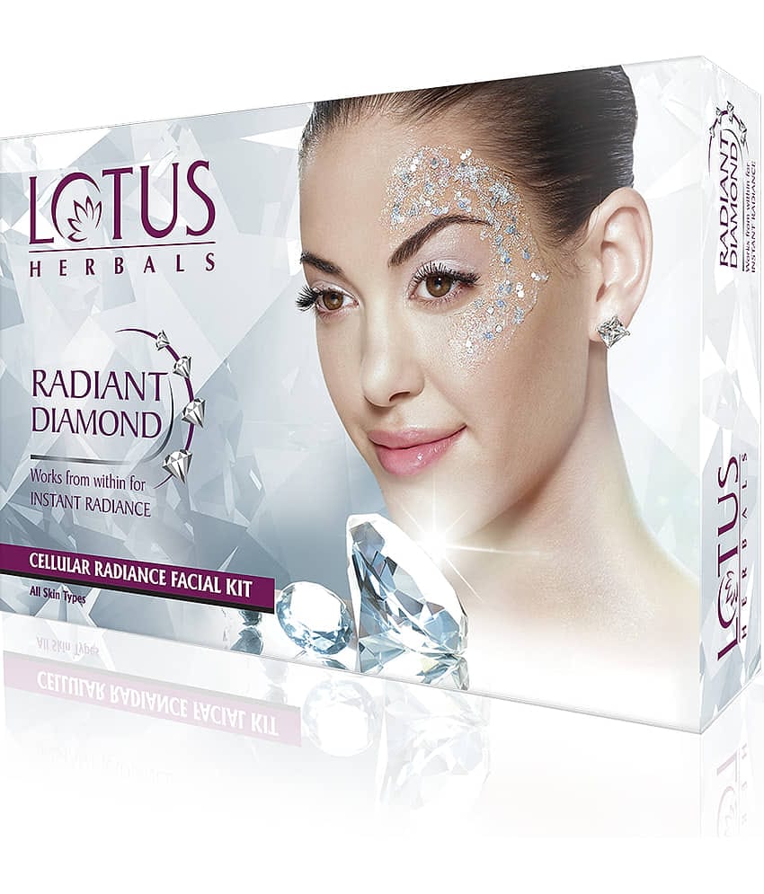 Lotus Herbals Radiant Diamond Cellular Radiance 4 In 1 Facial Kit , Diamond Dust & Cinnamon , 4*37g