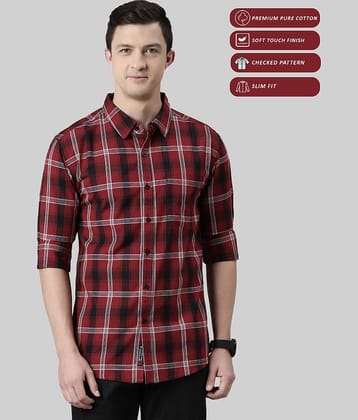 Lucky Roger 100% Cotton Regular Fit Checks Full Sleeves Men's Casual Shirt - Red ( Pack of 1 )