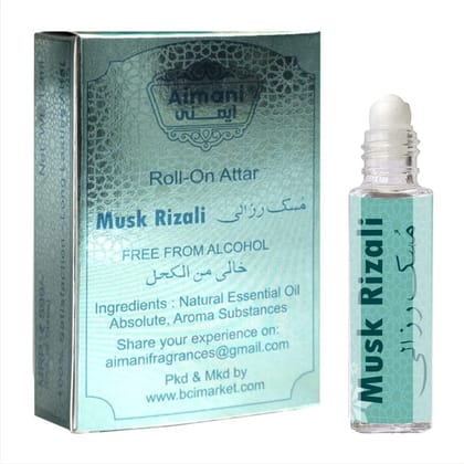 Aimani Misk Rijali | Musk Rizali Luxury Attar Perfume | 100% Alcohol Free Long Lasting Liquid Roll-On Attar, 6ml for Unisex