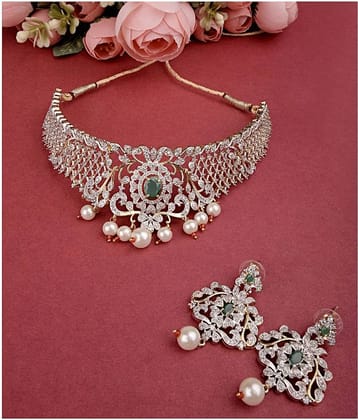 Navya Collections Alloy Green Contemporary/Fashion Necklaces Set Choker