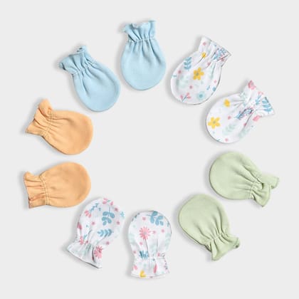 Happy Summer Acel Solid & Printed Mittens Set Pack of 5-0-6 M / Multicolor