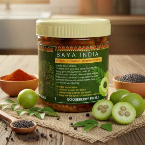 Baya India AMLA  Pickle 250G Homemade Amla ka Achar | Traditional Indian Recipe | Sour & Tangy Flavor | No Preservatives | Handcrafted with Mustard Oil & Natural Spices
