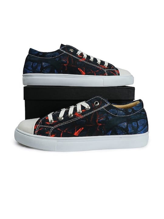 Men Printed Low Ankle Comfort Insole Canvas Contrast Sole