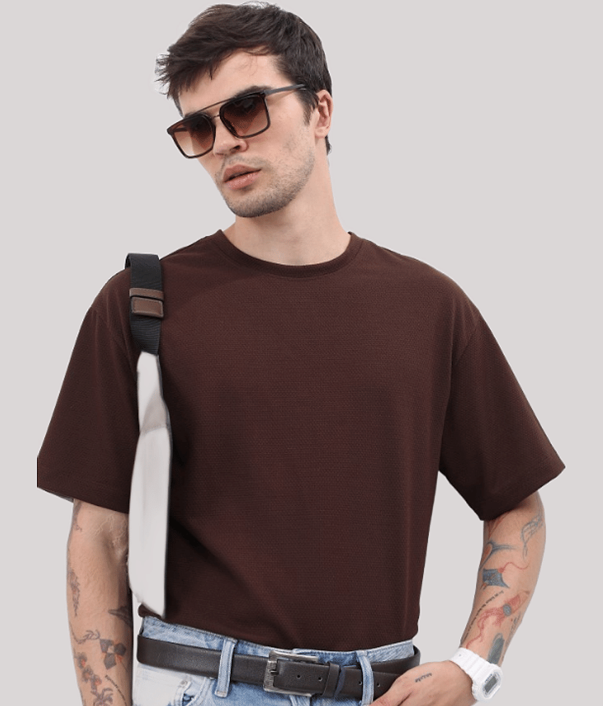 PP Kurtis - Brown Cotton Oversized Fit Men's T-Shirt ( Pack of 1 )