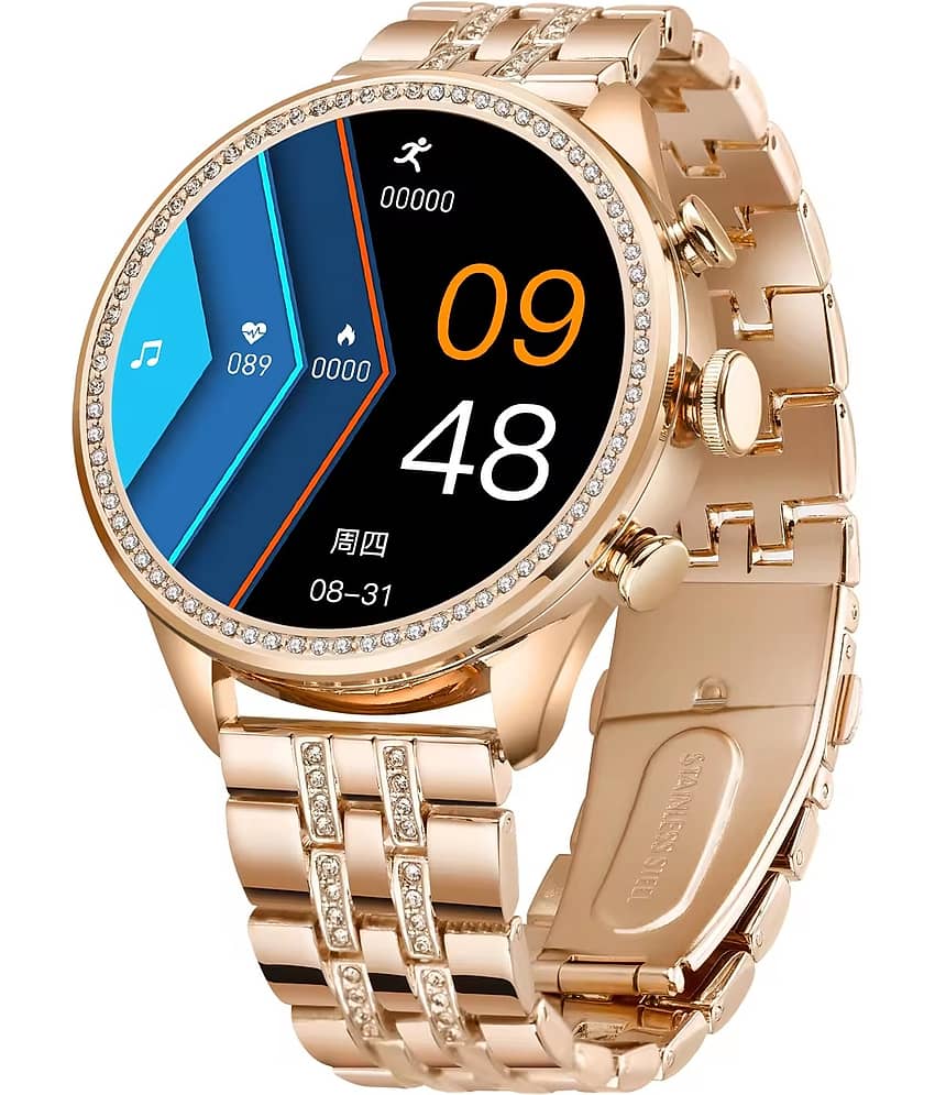 VENKAT ZONE EXTRA PINK STRAP BT CALLING FITNESS Gold Smart Watch