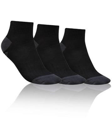 Dollar - Cotton Mens Solid Black Ankle Length Socks ( Pack of 3 ) - Black