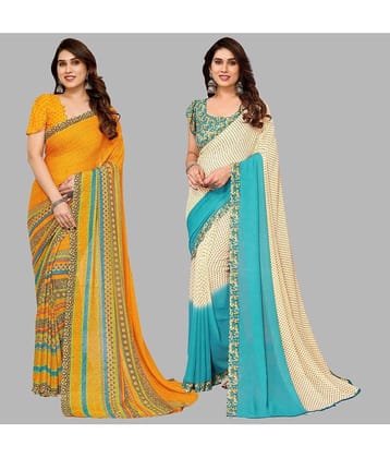 ANAND SAREES Georgette Printed Saree With Unstitched Blouse Piece ( Multicolor )
