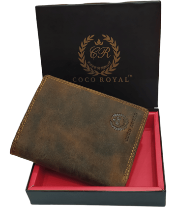 COCO ROYAL 100% Leather Solid Men's Two Fold Wallet,Money Clipper With More Than 10 Slots For Card ( Mud Brown , Pack of 1 )