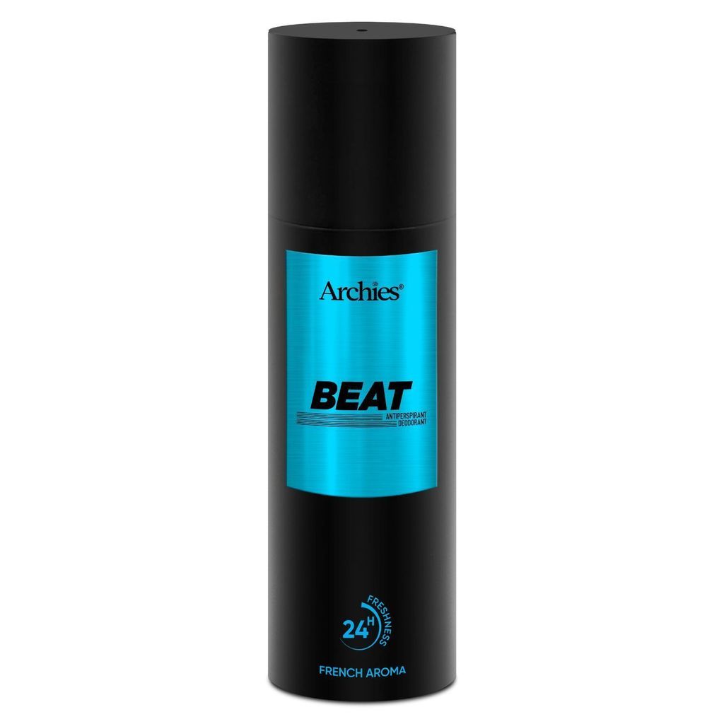 Archies BEAT Deodorant For Men 200 ML | Day & Office Wear 24Hrs. Long Lasting Deo with Notes of Cashmere Wood & Amber | Luxury Fragrance with 10% Perfume Oil Concentrates | French Aroma | 24 Hours Freshness
