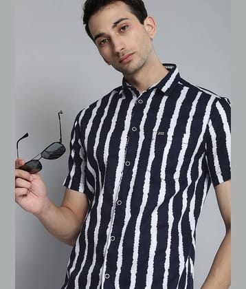 The Indian Garage Co. 100% Cotton Slim Fit Striped Half Sleeves Men's Casual Shirt - Navy Blue ( Pack of 1 )
