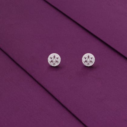 Stardust Halo Silver Stud Earrings-White Stone / Silver