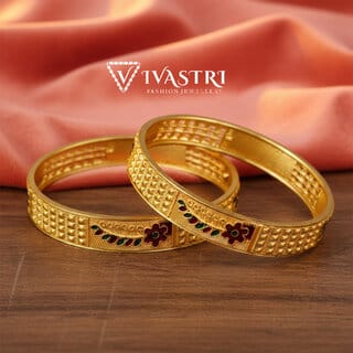Vivastri Premium Designer Alloy Brass 1 Gram Gold Plated Bangles Kangan Kada for Women Girls- VIVA1093BG2.4 Vivastri Premium Designer Alloy Brass 1 Gram Gold Plated Bangles Kangan Kada for Women Girls- VIVA1093BG2.4