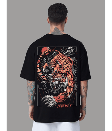 Leotude Pack of 1 Cotton Blend Oversized Fit Men's T-Shirt ( Black )