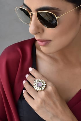 Gayana Pink Polki Ring-Polki