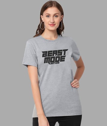 Leotude Women Polyester Printed Oversized Fit Round Neck T-Shirt ( Grey )
