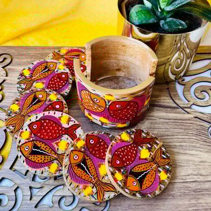 Tarang - Round Wooden Coasters Set of 6 Tarang - Round Wooden Coasters Set of 6