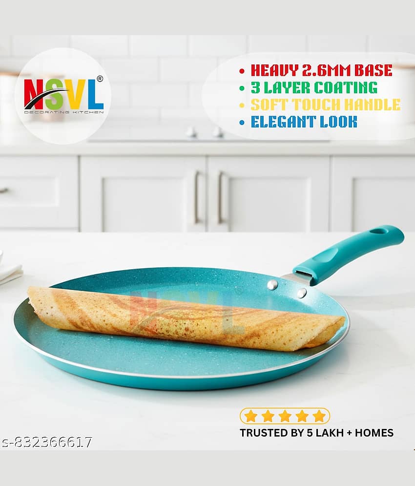 NSVL BLUE TAWA Non Stick Aluminium Dosa Tawa/Flat Tawa Sandwich Bottom Bakelite Handle 3 mm Thickness 26 cm Diameter