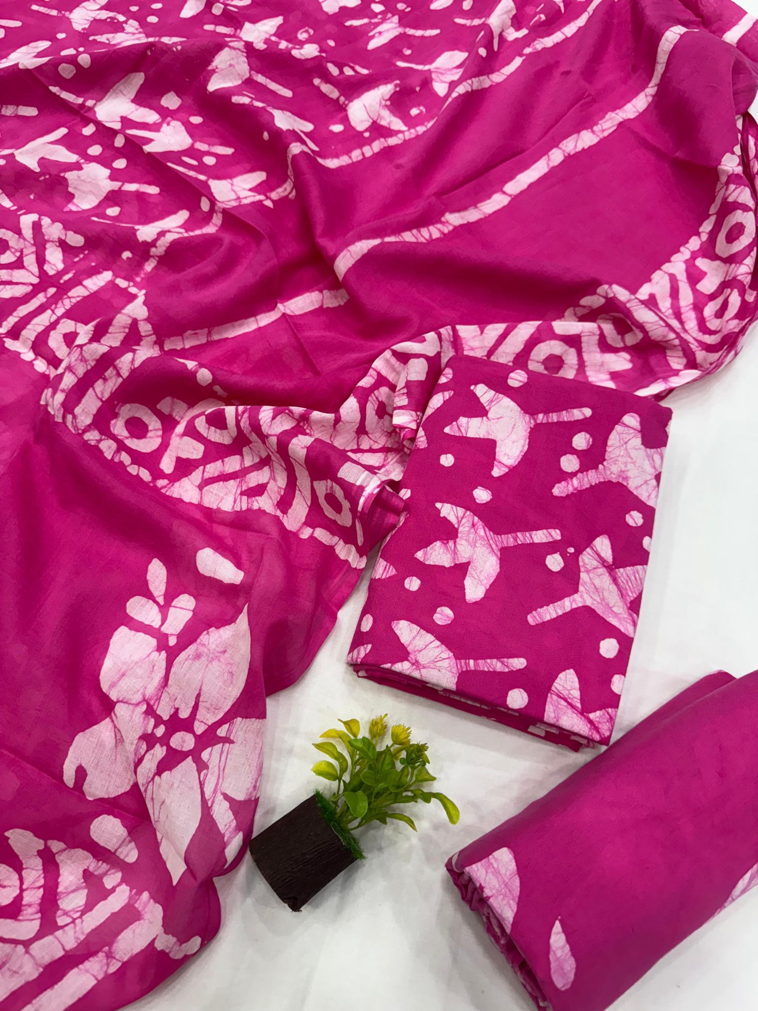 Bagru Print Cotton Suit Set With Mulmul Dupatta