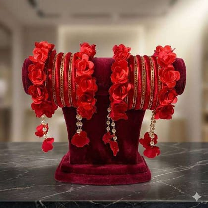 Premium Red Flower Bangles Light Comfortable size 2-6