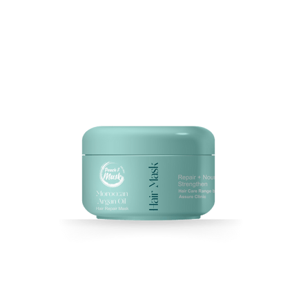 Peach and Musk Hair Mask with Moroccan Argan Oil, Wheat Protein & Keratin For Curly, Wavy & Frizzy Hair | Repair Damaged Hair | Deep Nourish | Sulphate Free | 180gm