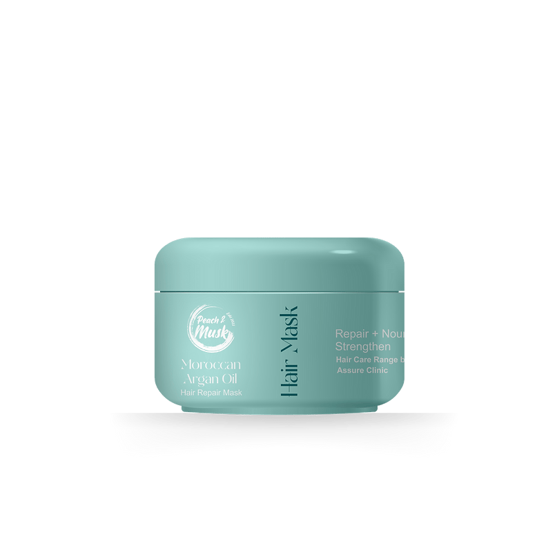 Peach and Musk Hair Mask with Moroccan Argan Oil, Wheat Protein & Keratin For Curly, Wavy & Frizzy Hair | Repair Damaged Hair | Deep Nourish | Sulphate Free | 180gm