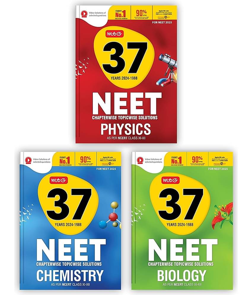 MTG 37 Years NEET Previous Year Solved Question Papers with NEET PYQ Chapterwise Topicwise Solutions Physics, Chemistry, Biology For NEET 2025 Exam | Get Free access of Smart Book & Video Solutions Paperback – 2 May 2024
