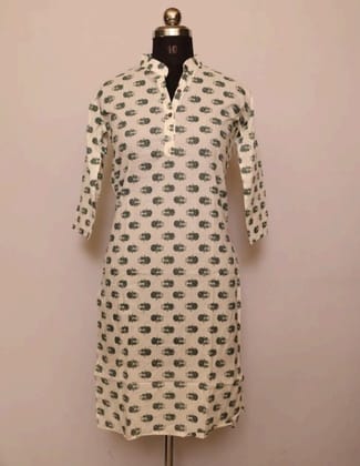 Cotton Collar Kurti With Sleeves