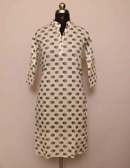 Cotton Collar Kurti With Sleeves