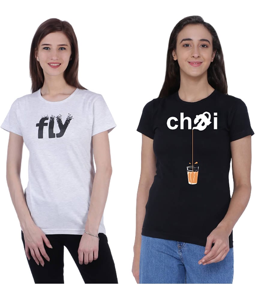 Neo Garments Women Cotton Printed Regular Fit Round Neck T-Shirt ( Multi Color )