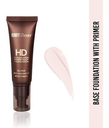 Beauty Berry High Defination Waterproof Foundation Oil Free Base with Primer Ivory (Shade - 01)