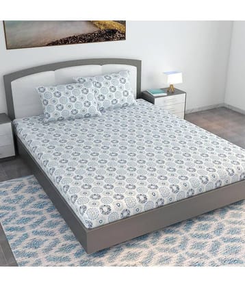 DIVINE CASA Cotton Double King Bedsheet ( White )