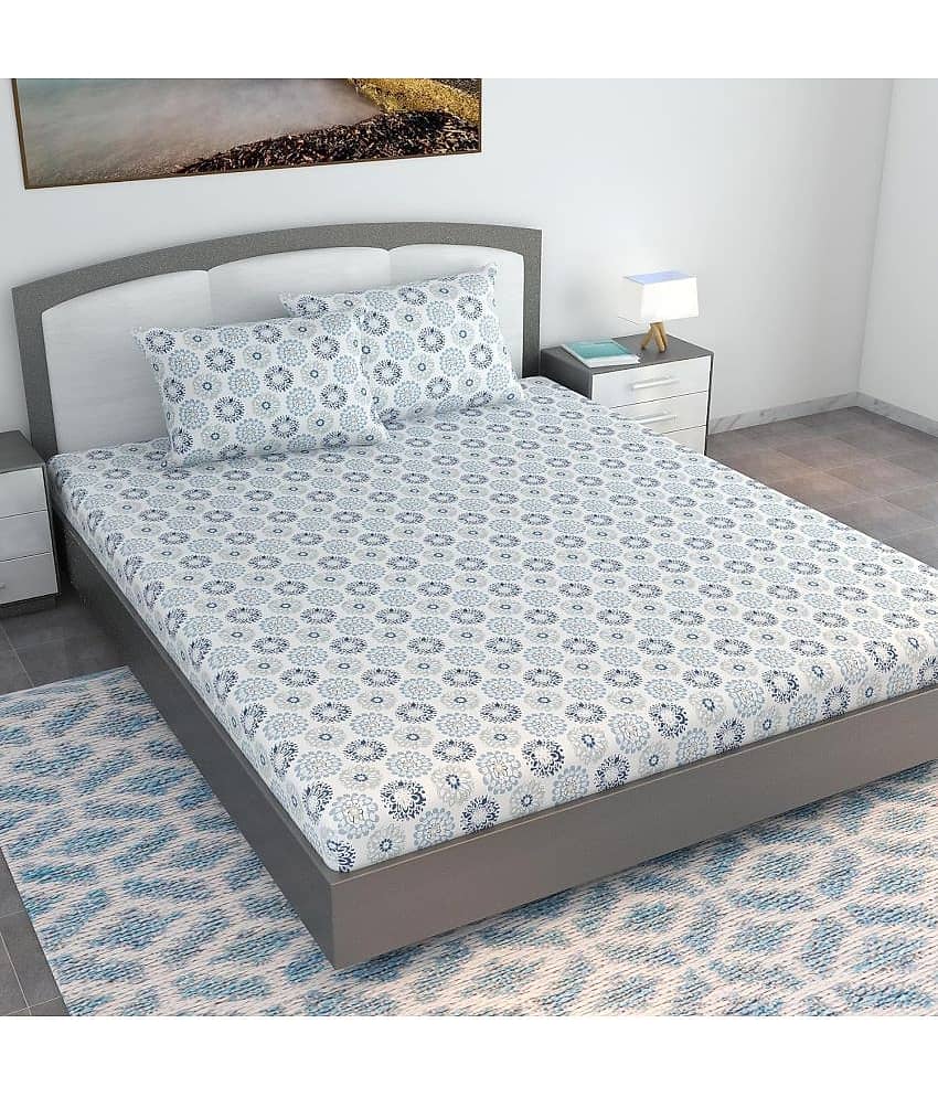 DIVINE CASA Cotton Double King Bedsheet ( White )