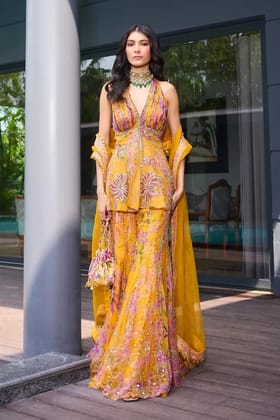 Saffron Blossom Embroidered garara Set-L