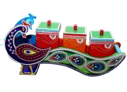 Peacock Dry Fruit Box Orange Blue Peacock Dry Fruit Box Orange Blue