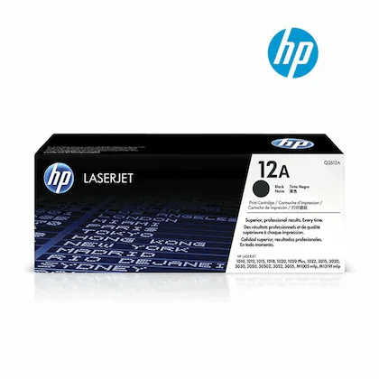 HP 12a Black LaserJet Toner Cartridge (Q2612A) for HP LaserJet 1010, 1012, 1015, 1020, 1022, 3015, 3020, 3030, 3050 Printers