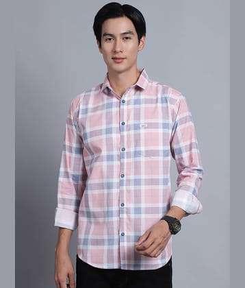 MAJESTIC MAN 100% Cotton Slim Fit Checks Full Sleeves Men's Casual Shirt - Pink ( Pack of 1 )