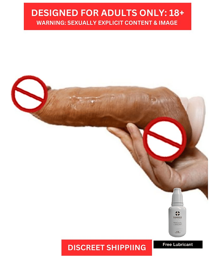 2 Inch Extension Double Hole Skin Brown Penis Sleeve For Men | Sex Toys For Couples By Naughty Nights + Free Kaamraj Lubricant