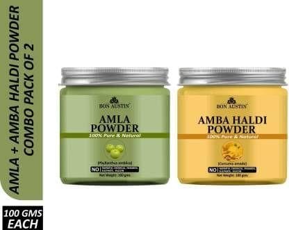 Bon Austin Amla Powder & Amba Haldi Face  Mask Powder (Pack Of 2)