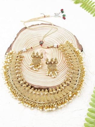 Gold plated Handcrafted pearl necklace set