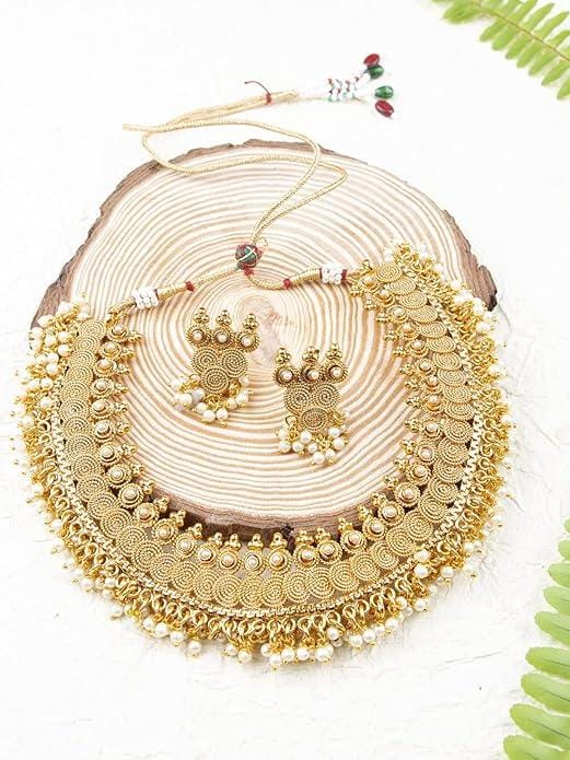 Gold plated Handcrafted pearl necklace set