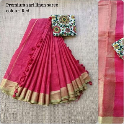 AWESOME LINEN COTTON PRINTED SAREE - 2051