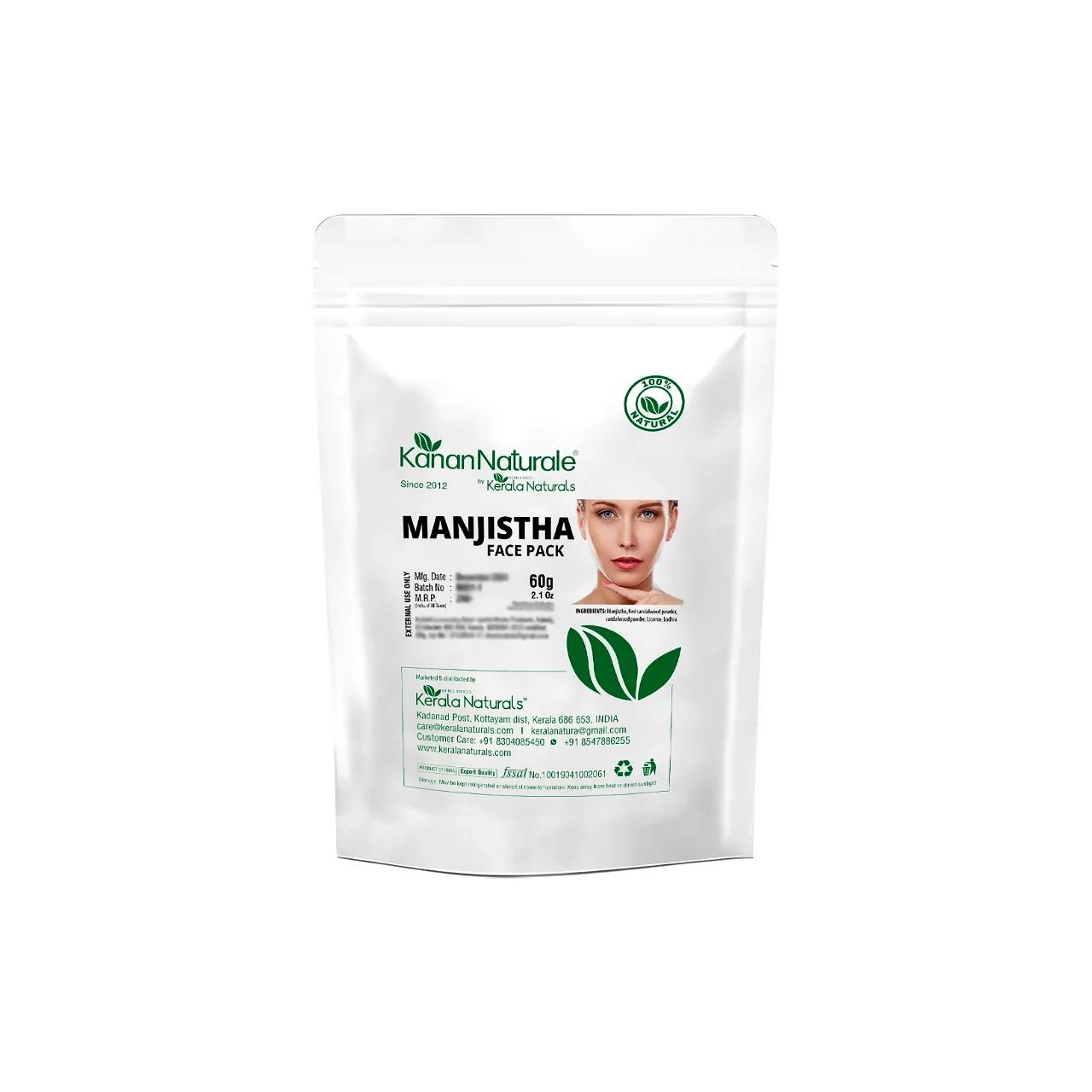 Kanan Naturale Manjistha Face pack 60 gm  by Kerala Naturals
