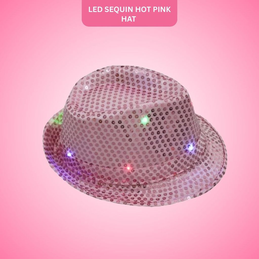 Sequin Light Up Hat Hot Pink - 1PC - Party and Festive Needs | Buy online on ZillyBuy