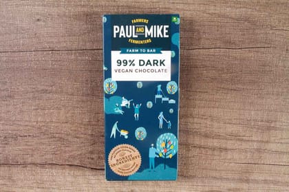 Paul And Mike 99% Dark Vegan Chocolate No Refined Sugar 100% Natural Eggless, 68 gm
