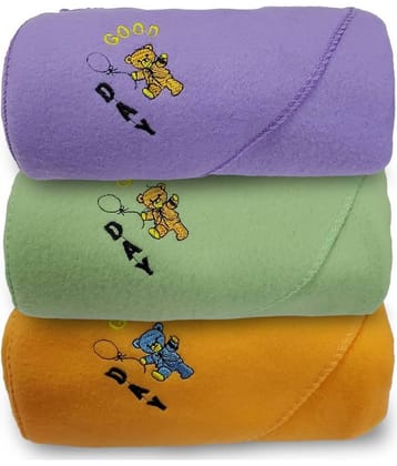 BELLO TOKO - Multi-Colour Cotton Blend Baby Crib Blanket ( Pack of 3 )