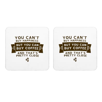 Multicolor Cant Buy Happiness But You Can Buy Coffee Set Of 2 Square Wooden Coaster