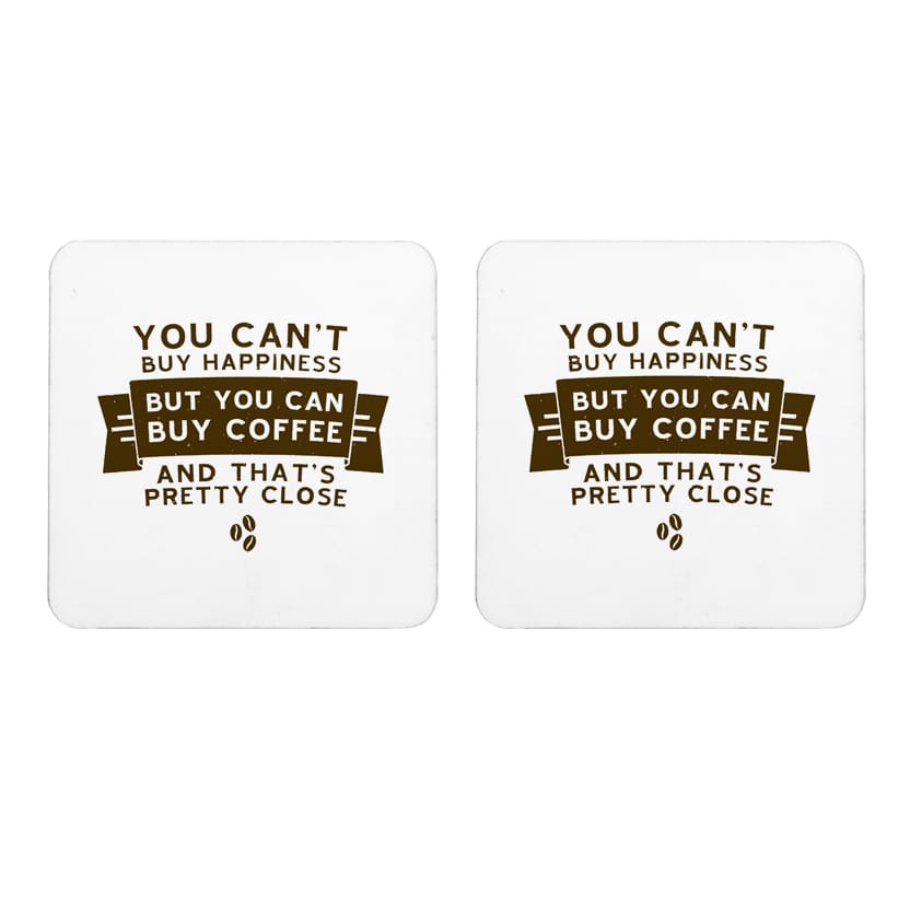 Multicolor Cant Buy Happiness But You Can Buy Coffee Set Of 2 Square Wooden Coaster