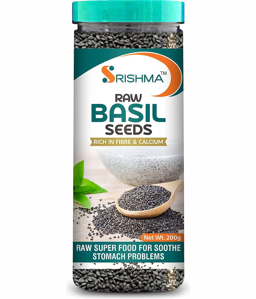 Srishma Raw Basil / Sabja /Tukhmariya seed for Weight loss with Omega 3 , Fiber Basil Seeds (200 g)