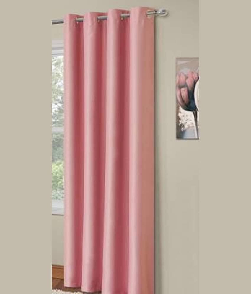 N2C Home Solid Semi-Transparent Eyelet Curtain 9 ft ( Pack of 1 ) - Pink